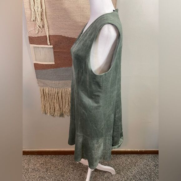 BCBGMaxazria Green Faux Suede Sleeveless Dress L - Picture 4 of 7